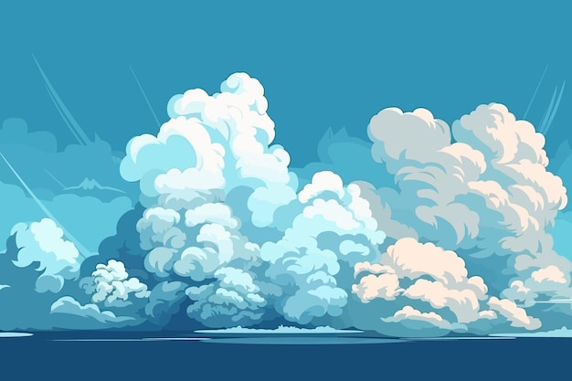 Grube Chmury Edukacyjny Film Animowany Niebieski Fluffy Chmury Błękitne Niebo Ilustracja Wektora