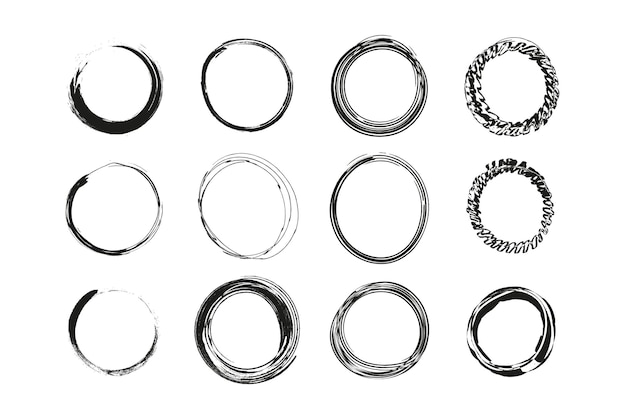 Grunge Circle Collection Urban Edge Outline Grunge Circle Pack Rough Border Grunge Outlines