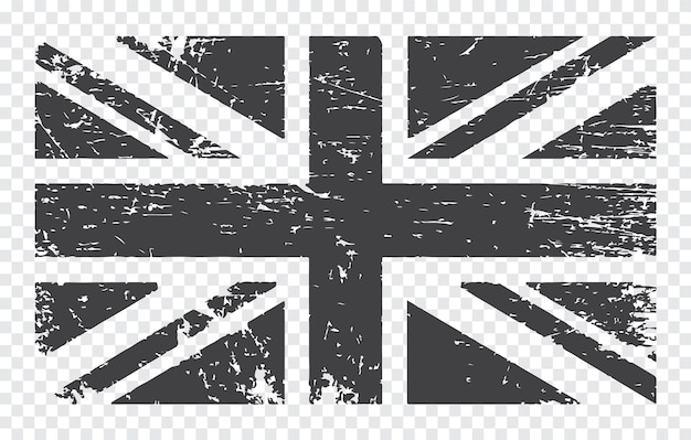 Grunge czarno-biała brytyjska flaga.