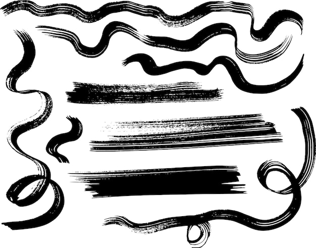 Grunge Dry Brush Ink Strokes Free Hand Set