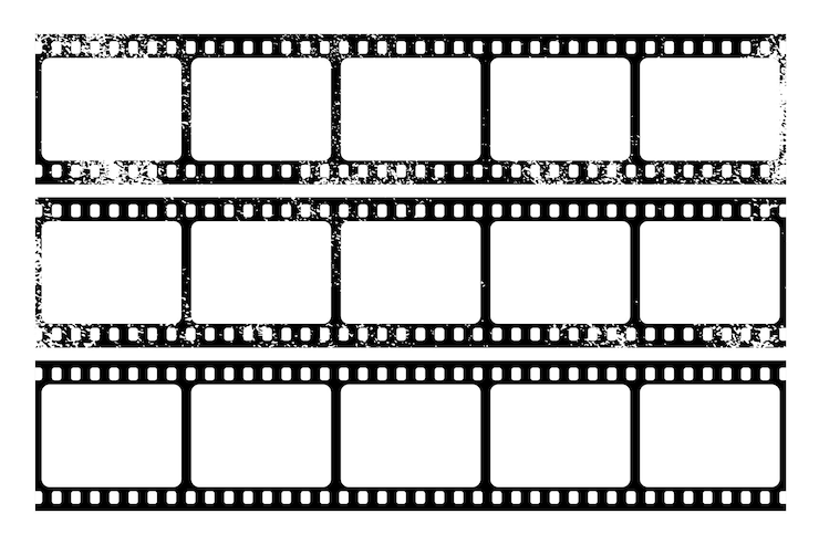 Wektor grunge film strip kolekcja stary retro kino film strip nagrywanie wideo ilustracja wektorowa
