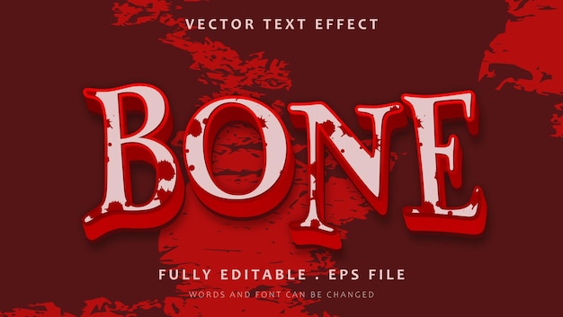 Plik wektorowy grunge horror bone edytowalny szablon projektowania efektów tekstowych