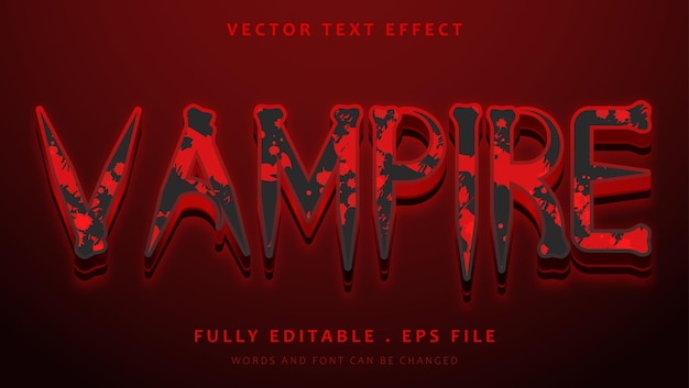 Plik wektorowy grunge horror word vampire edytowalny projekt efektu tekstowego