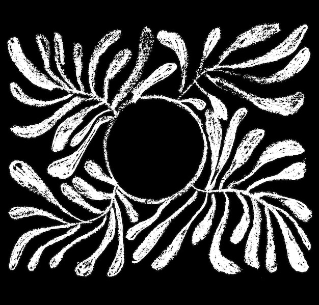 Grunge kreda liści ręcznie rysowane wzór ramki