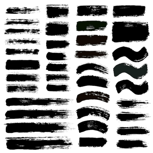 Grunge paint vector Painted brush strokes stripes Rectangle text box set Distress texture backgrounds Hand drawn banners labels Black textured design elements Grungy scratch effect paintbrush