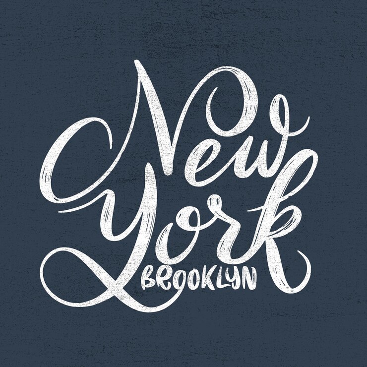 Wektor grunge ręcznie białe litery teksturowane nowy jork brooklyn koszula odzież odzież modna druk