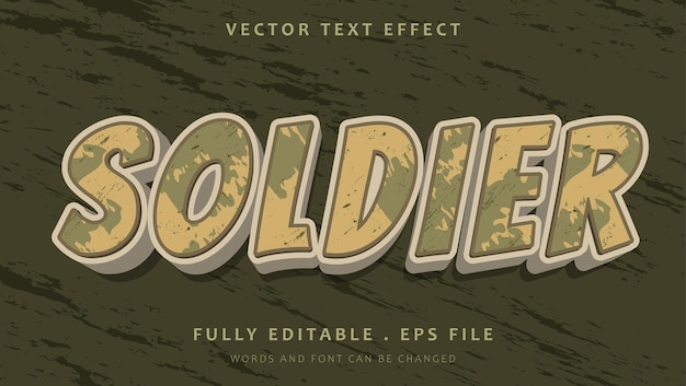 Plik wektorowy grunge soldier edytowalny szablon projektowania efektów tekstowych