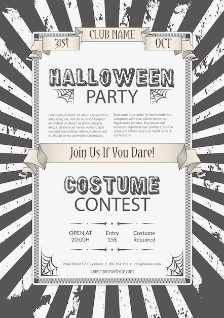 Plik wektorowy grungy halloween party plakat