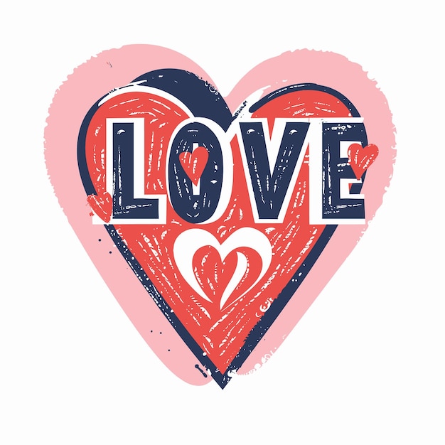 Plik wektorowy grungy w kształcie serca graficzne słowo love cierpiąca tekstura różowy niebieski kolor schemat romantyczny