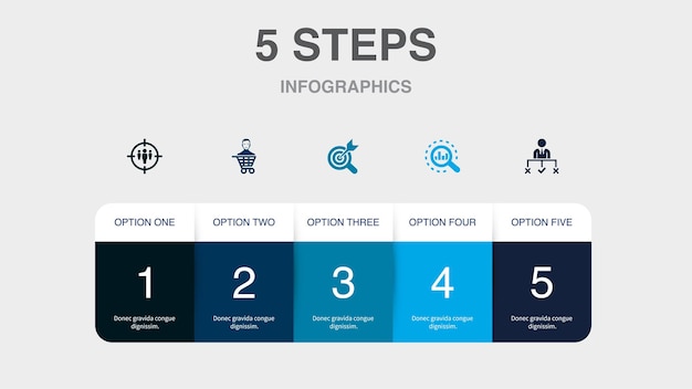 Grupa Docelowa Nisza Konsumencka Analizuje Ikony Decyzji Infograficzny Szablon Projektu Koncepcja Kreatywna Z 5 Krokami