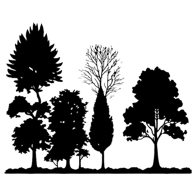 Plik wektorowy grupa drzew sylwetka wektor sylwetka drzewa