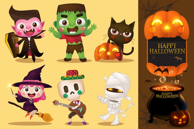 Plik wektorowy grupa dzieci w kostium na halloween