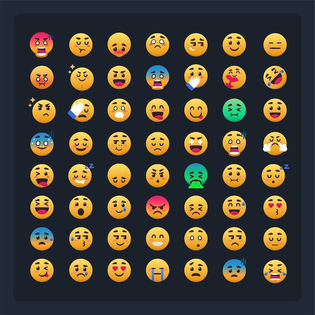 Grupa pełnego zestawu emotikonów emoji