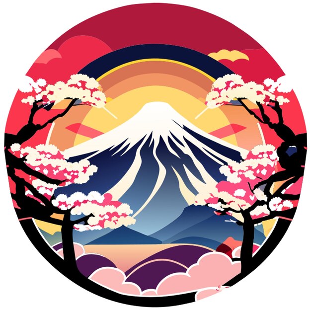 Plik wektorowy grupa podróżnicza z japoniiwokół logosakura ilustracja wektorowa