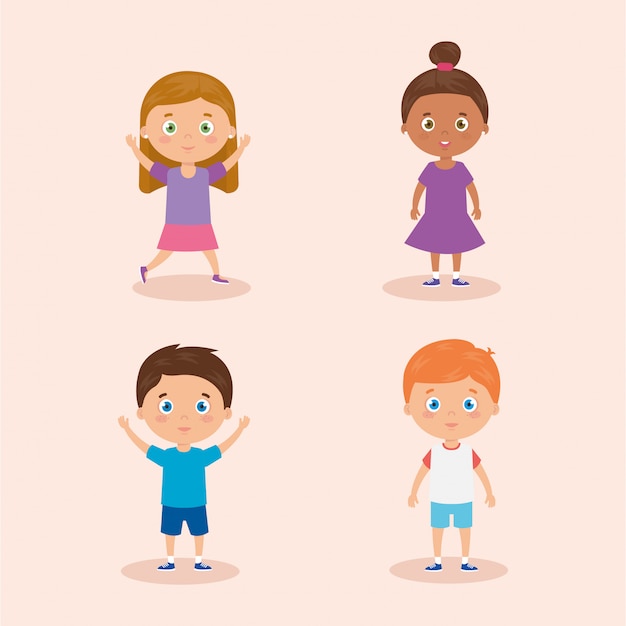 Plik wektorowy grupa ślicznych małych dzieci avatar znaków