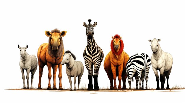 Plik wektorowy grupa zebry zebra i zebry stoją razem
