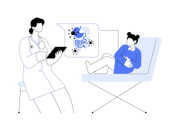 Grypa żołądkowa U Dzieci Abstrakcyjna Ilustracja Wektorowa Koncepcyjna Mała Dziewczynka Z Grypą żołądkową Przemysł Medyczny Dziecięce Choroby Zakaźne Problem Bólu Brzucha Abstrakcyjny Metafora