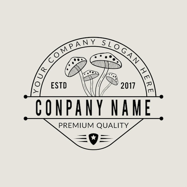 Grzyby Grzyby Natura Retro Vintage Logo Design