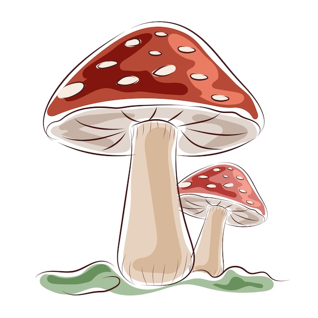 grzyby jesienny element marker doodle styl