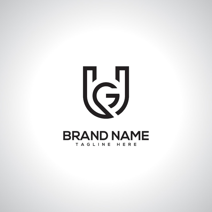 Wektor gu ug minimal unique letter logo design początkowy symbol wektorowy