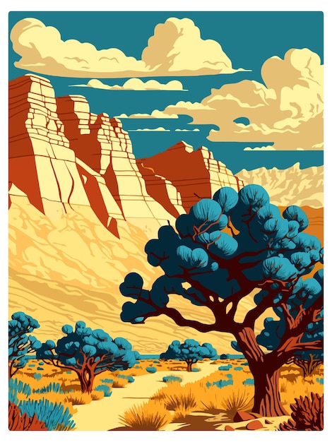 Guadalupe Mountains National Park Vintage Travel Poster Souvenir Postcard Portret Malowanie Wpa