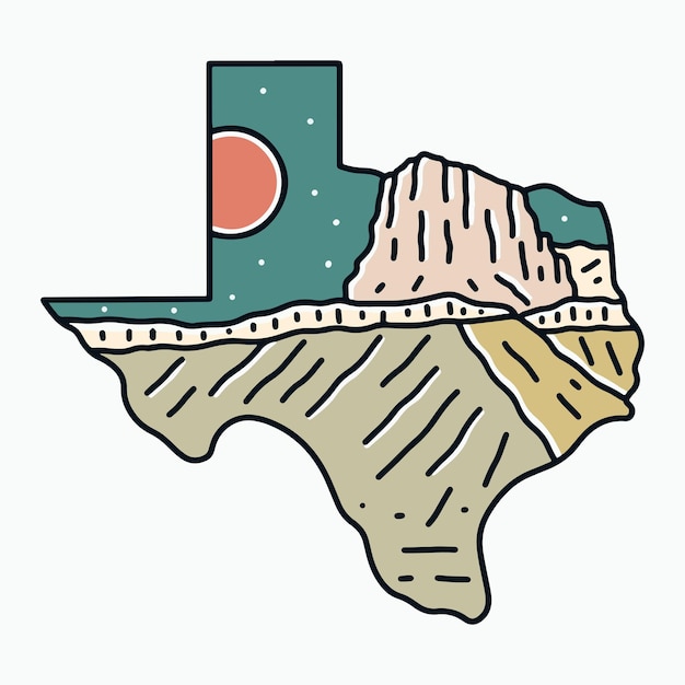 Plik wektorowy guadalupe mountains national park w teksasie mapy ramy projektowania odznaki naklejki koszulki