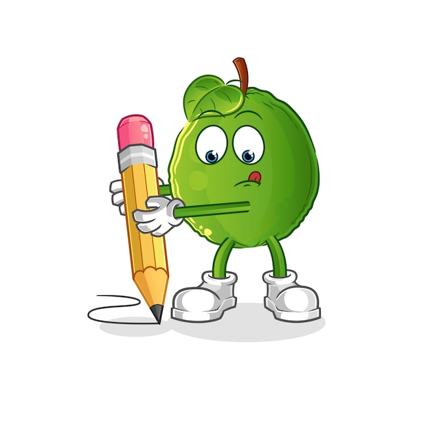 Guava napisz ołówkiem. kreskówka maskotka wektor