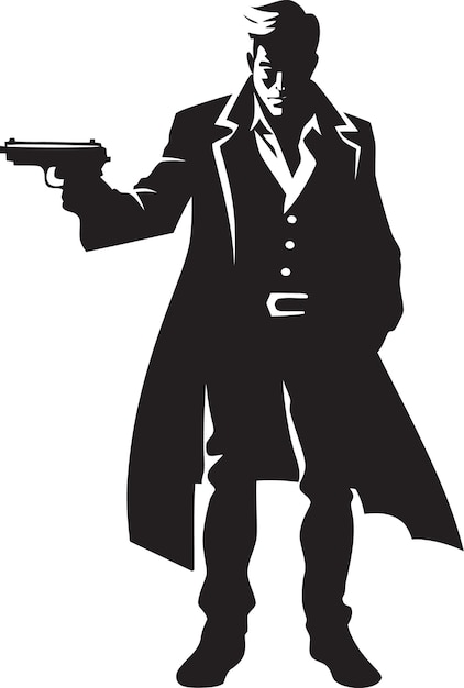 Gunpoint Grit Black Vector Emblem Revolver Resolve Man Vector Logo