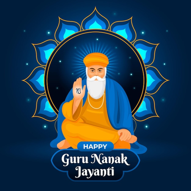 Guru Nanak Trzymając Rękę Płaska Konstrukcja