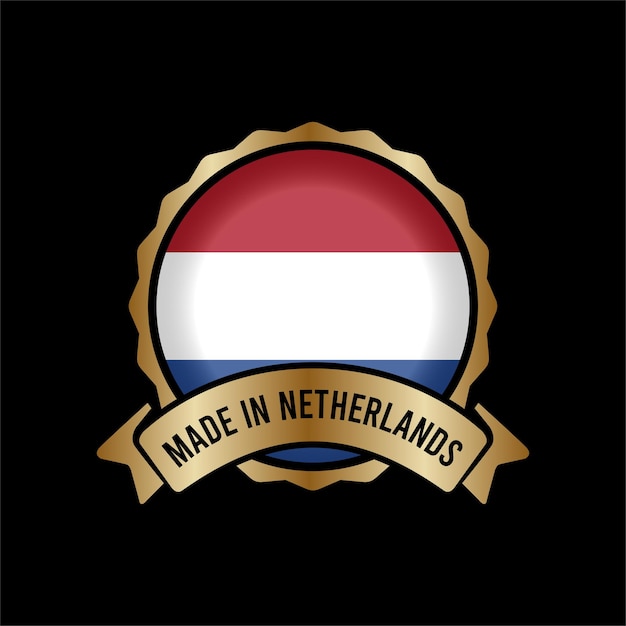Plik wektorowy guzik ze złotym znaczkiem na znaczek made in netherland-01