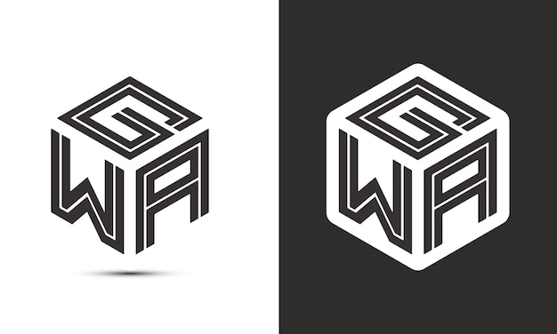 Plik wektorowy gwa letter logo design with illustrator cube logo wektor logo nowoczesny styl nadkładu czcionki alfabetu