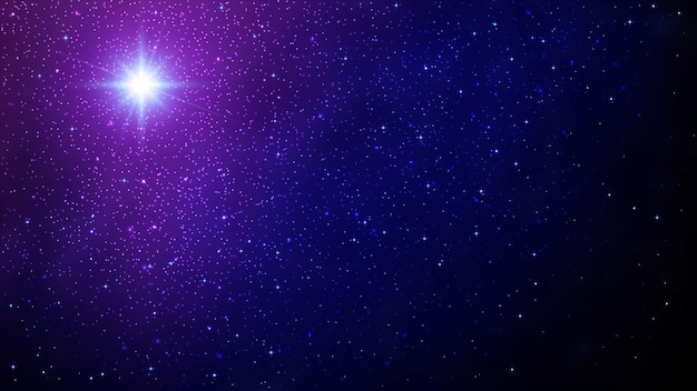 Plik wektorowy gwiazda bożego narodzenia. nocne niebo z błyszczącymi gwiazdami.