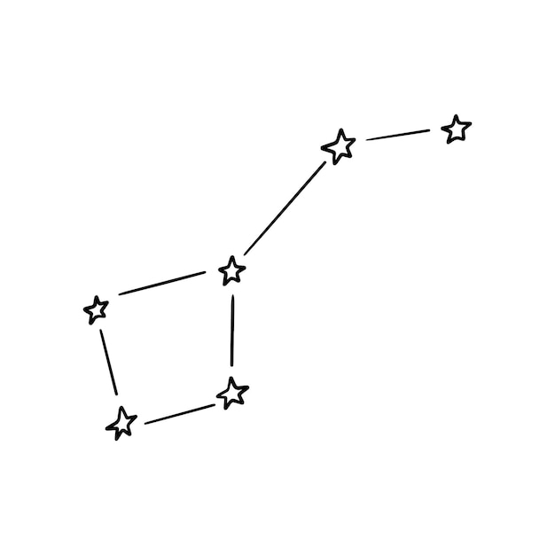 Gwiazdy Na Niebie Konstelacja Ursa Major Lub Ursa Minor Doodle Liniowe Kolorystyka Kreskówek