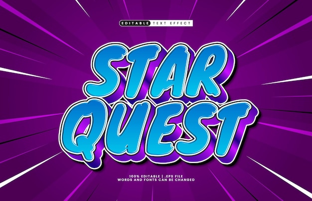 gwiezdny quest edytowalny efekt tekstowy z grą i szczęśliwym stylem tekstu