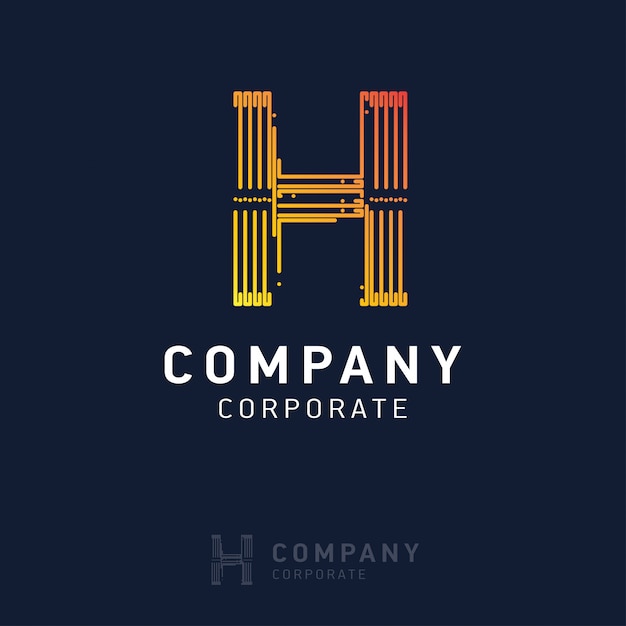 H Projektowanie Logo Firmy Z Wizytówką Wektor