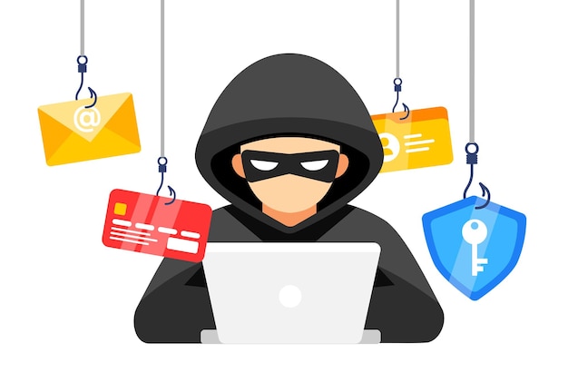 Hacker z pułapką phishingową skierowaną na osobiste informacje dotyczące logowania Zagrożenie cyberbezpieczeństwa i tożsamość