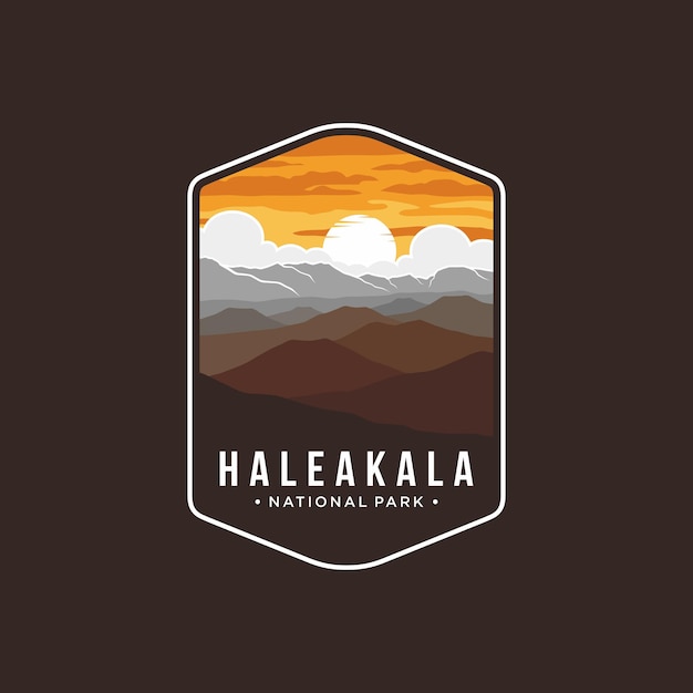 Haleakala National Park Emblem Patch Logo Ilustracja Na Ciemnym Tle