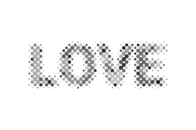 Halftone Black Dot Love Text Ilustracja