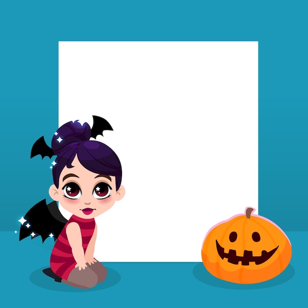 Halloween baner czarownica dziewczyna i dynia