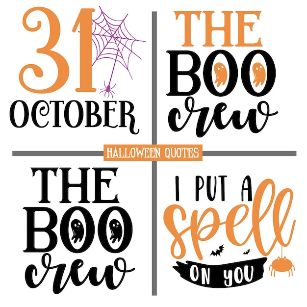 Halloween Cytaty Projekt Bundle Svg, Projekt Koszulki Halloween, Halloween Napis Cytaty Pakiet