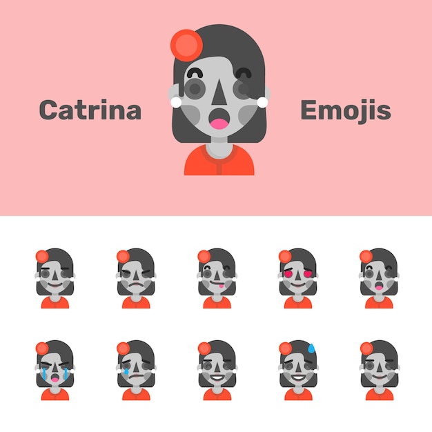 Plik wektorowy halloween emoji catrina