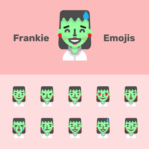 Plik wektorowy halloween emoji frankie kobiet