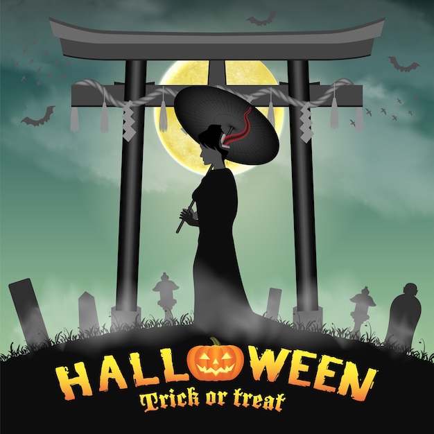 Halloween Japonia Dwie Twarze Gejsza Duch Na Cmentarzu