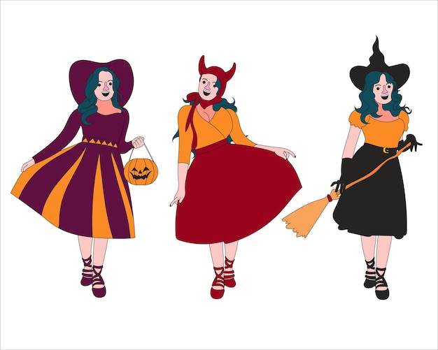 Halloween kostiumy Czarownice i Diabeł świętują sezon przerażający