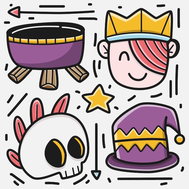 Halloween Kreskówka Doodle Kawaii Ilustracja Projekt