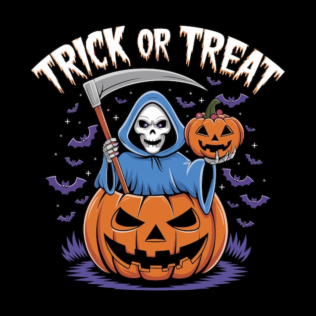 halloween lub halloween logo z dynią i nożem