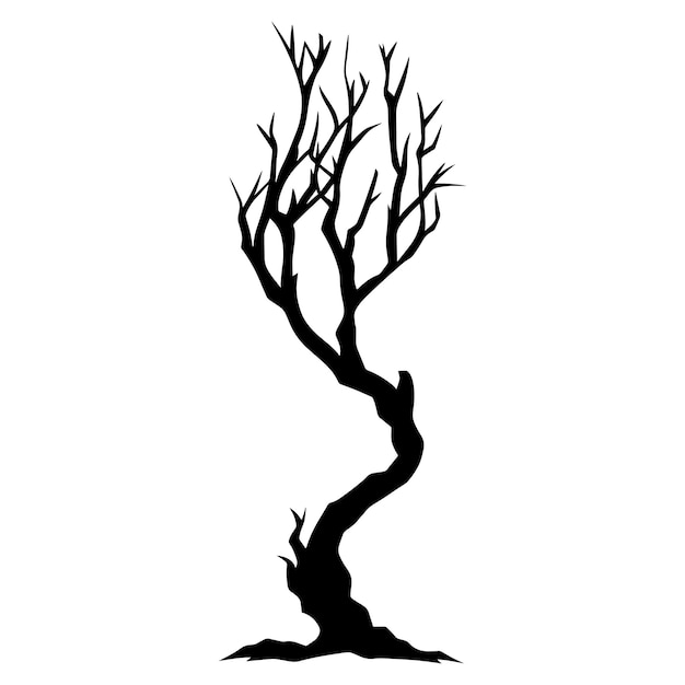 Halloween martwe drzewo sylwetka wektor ilustracja