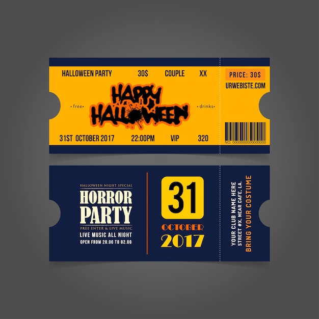 Halloween Party Card Wejście Pass.halloween Bilety Na Imprezę.