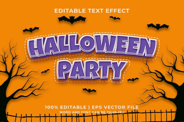 Halloween Party Edytowalny Efekt Tekstowy Styl Szablonu 3d Premium Wektorów