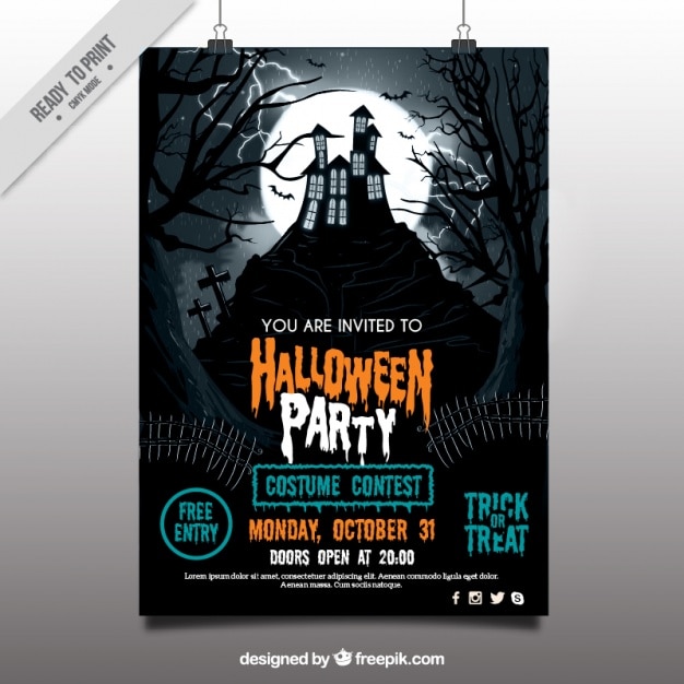 Halloween Party Plakat Z Nawiedzonego Domu